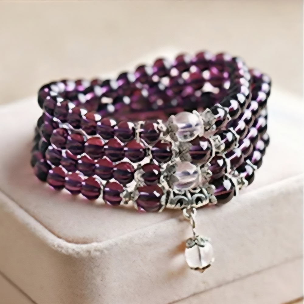 Ethnic style Buddhist amethyst 108 prayer beads multi-turn bracelet necklace - Picture 2 of 2